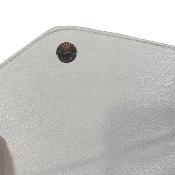 Steve Madden White Faux Leather Envelope Snap Button Clutch Women - Picture 8 of 9